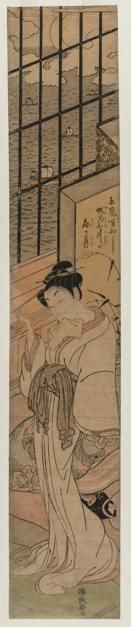 कोर्टो एक कमरे में ईदो बे को देखती हुई, सी। 1770। द्वारा इसोडा कोरुसाई