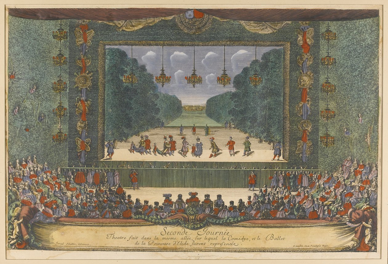 बैले ला प्रिंसेस मोलीयर द्वारा एलिस की राजकुमारी और लुसली वर्साइल में 1664, 1673 द्वारा इज़राइल सिल्वेस्ट्रे द यंगर