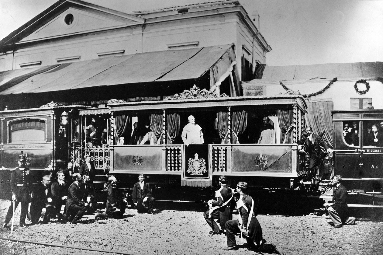 पोप पायस IX, पोपल ट्रेन में, C19th के अंत में सवार थे द्वारा इतालवी फोटोग्राफर