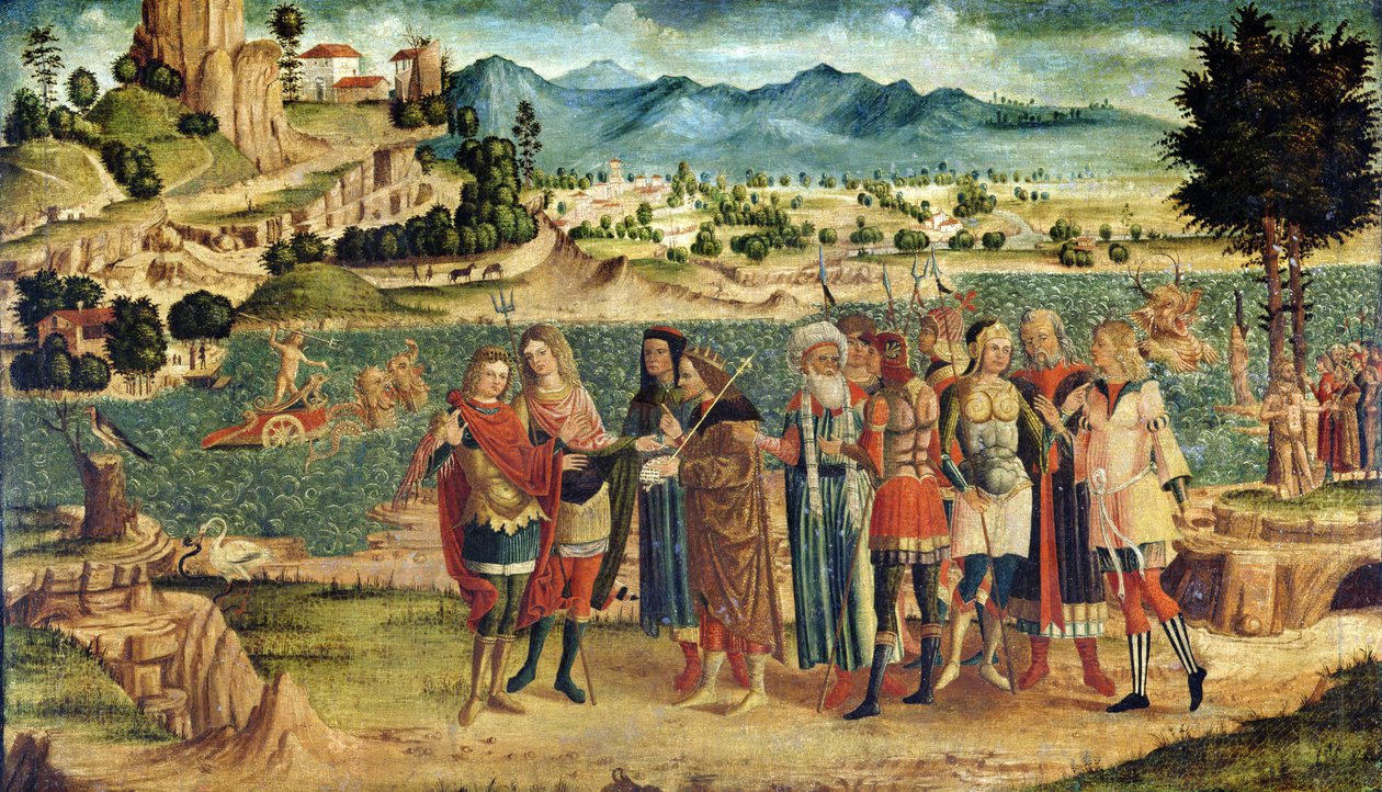 लोमेदोन ने अपोलो और पोसिडोन को उनके पुरस्कार से मना कर दिया, c.1500 (111439 भी देखें) द्वारा इतालवी स्कूल