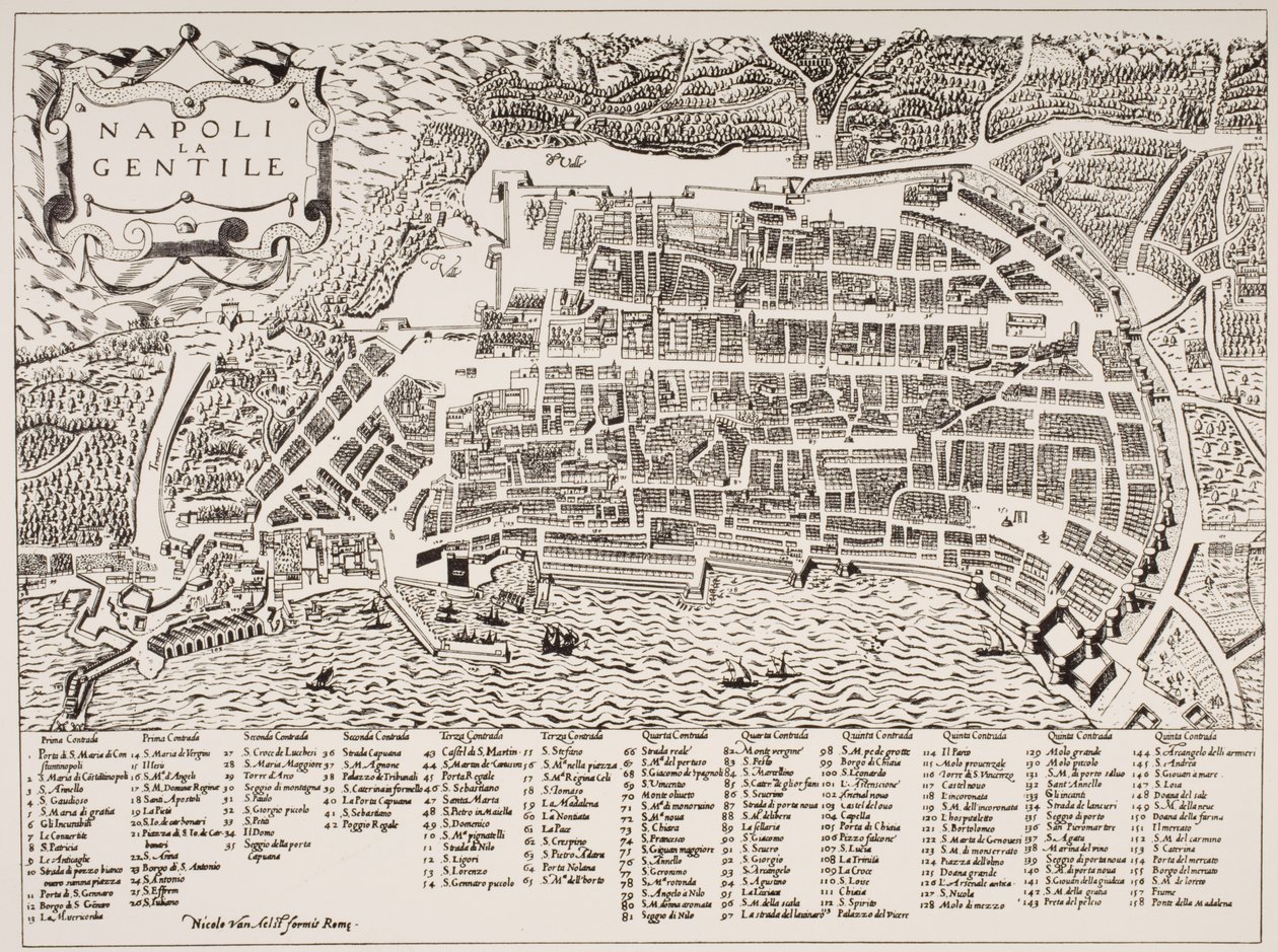 नेपल्स का नक्शा, c.1600 द्वारा इतालवी स्कूल