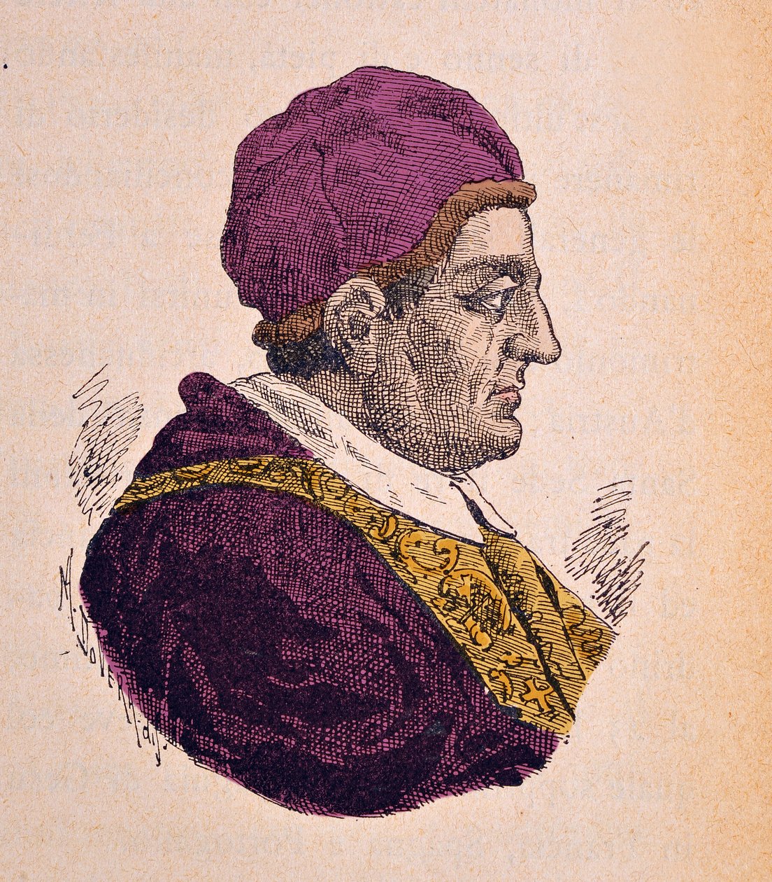 पोप क्लेमेंट XIV (क्लेमेंटे या क्लेमेंस) का पोर्ट्रेट (1769-1774), 1898 (बाद के रंग के साथ उत्कीर्णन) द्वारा इतालवी स्कूल