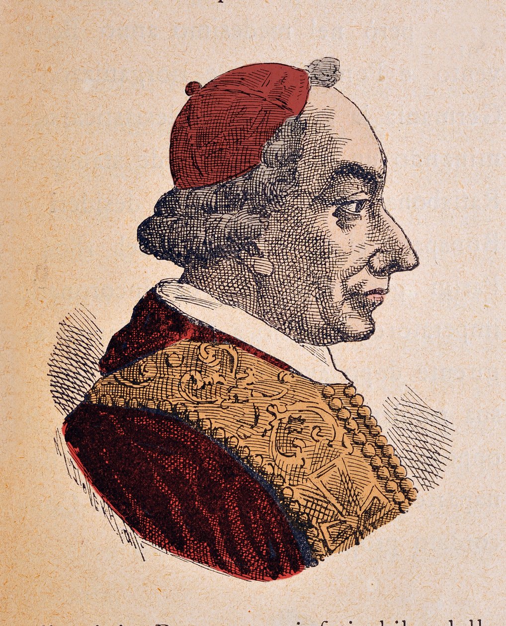 पोप पाई VI का पोर्ट्रेट (पायस या पियो या जियोवानी एंजेलो ब्राची) (1775-1799), 1898 (बाद के रंग के साथ उत्कीर्णन) द्वारा इतालवी स्कूल