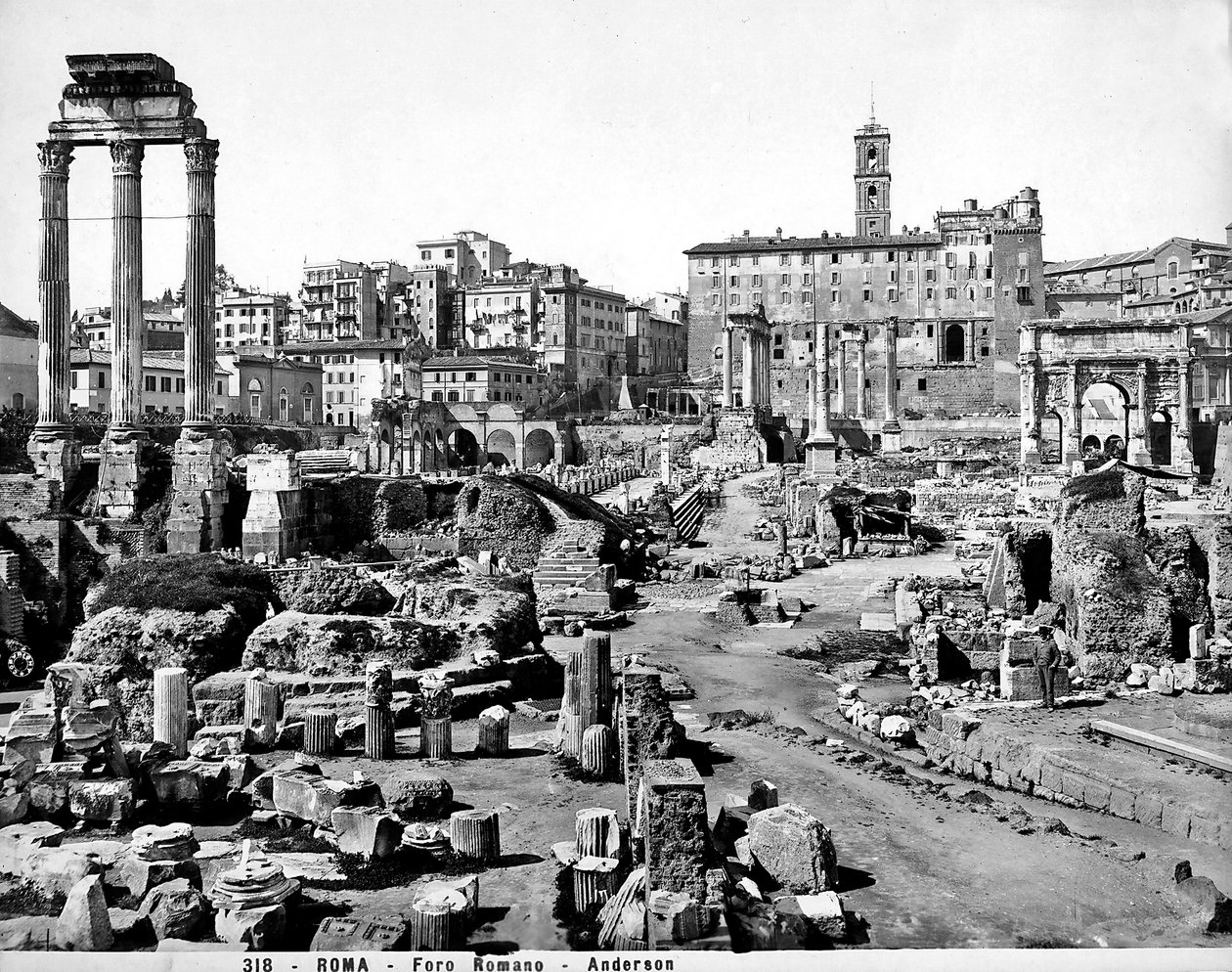रोमन फोरम का दृश्य, c.1890 द्वारा इतालवी फोटोग्राफर