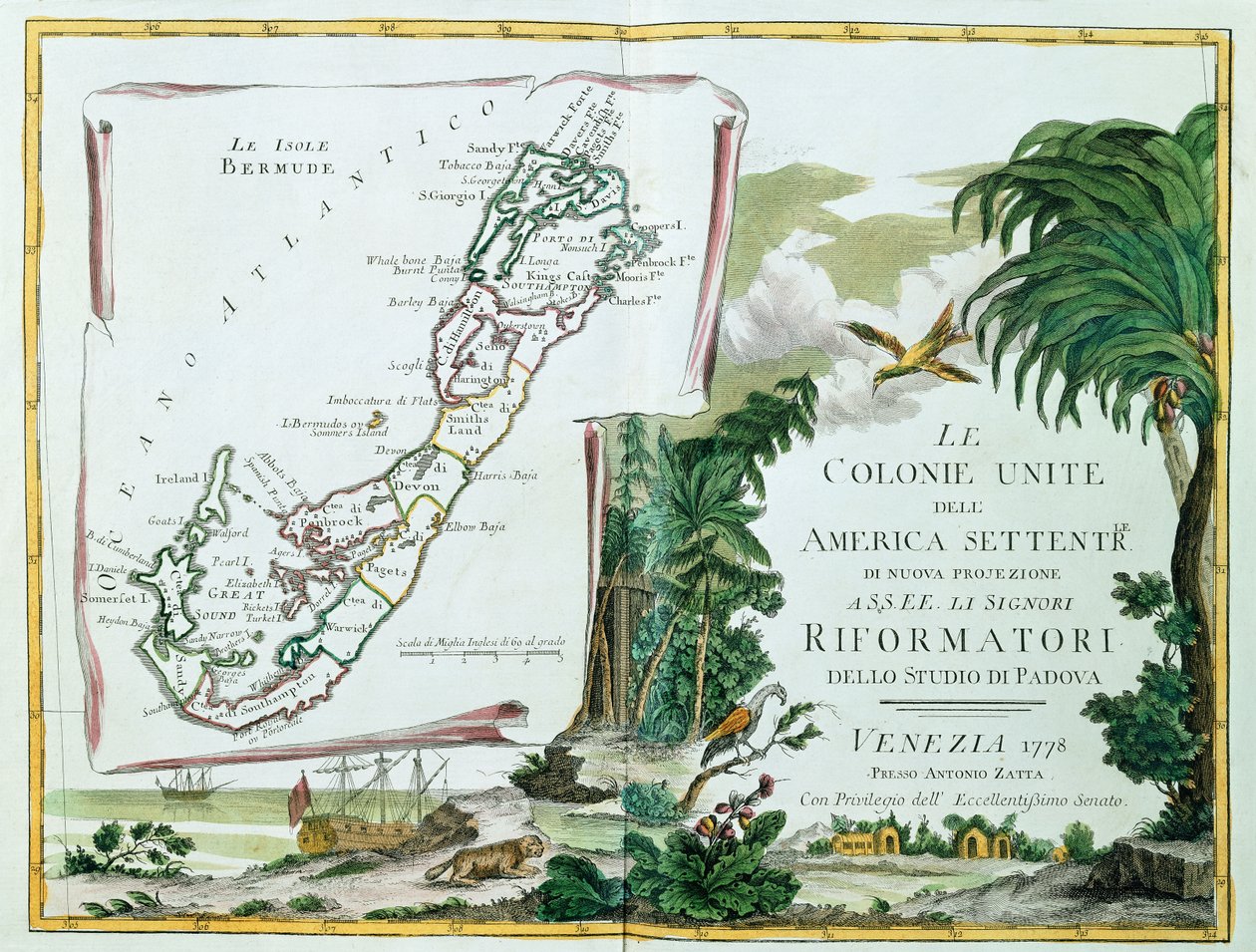 बरमूडा का एक नक्शा, 1775-85 द्वारा इतालवी स्कूल