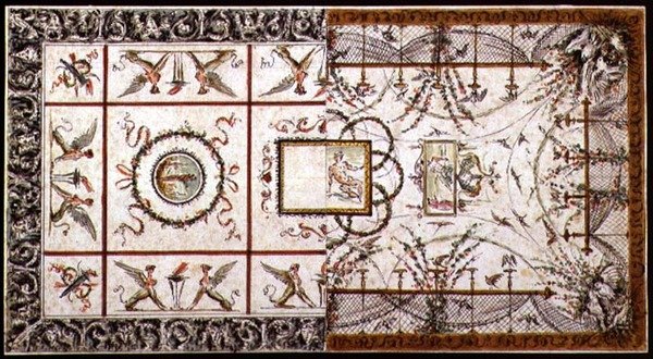 नव-शास्त्रीय छत के लिए वैकल्पिक डिजाइन, c.1800 (कागज पर कलम और स्याही और जल रंग) द्वारा इतालवी स्कूल