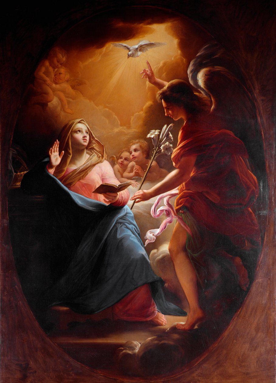 १७वीं सदी के रोम की अनाउंसमेंट बेनामी पेंटिंग, Chiesa del Sacro Cuore द्वारा इतालवी स्कूल