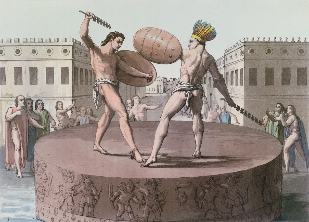 अज़्टेक योद्धाओं ने एक कउहॉक्सिक्ली पर युद्ध में, c.1820 द्वारा इतालवी स्कूल