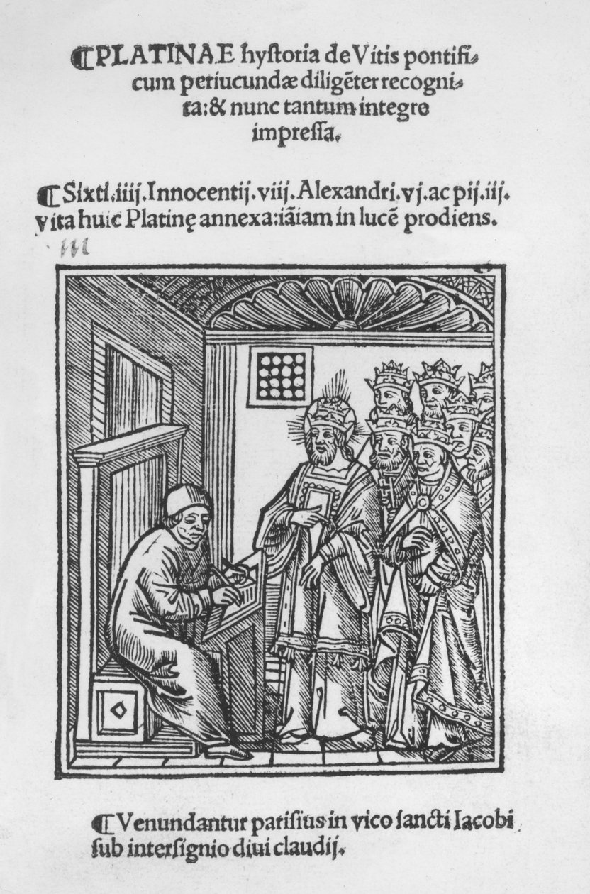 Bartolomeo &39;डे सेशी (प्लेटिनम) लेखन&39; रोमन Pontiffs का इतिहास बेल, 1505 द्वारा इतालवी स्कूल