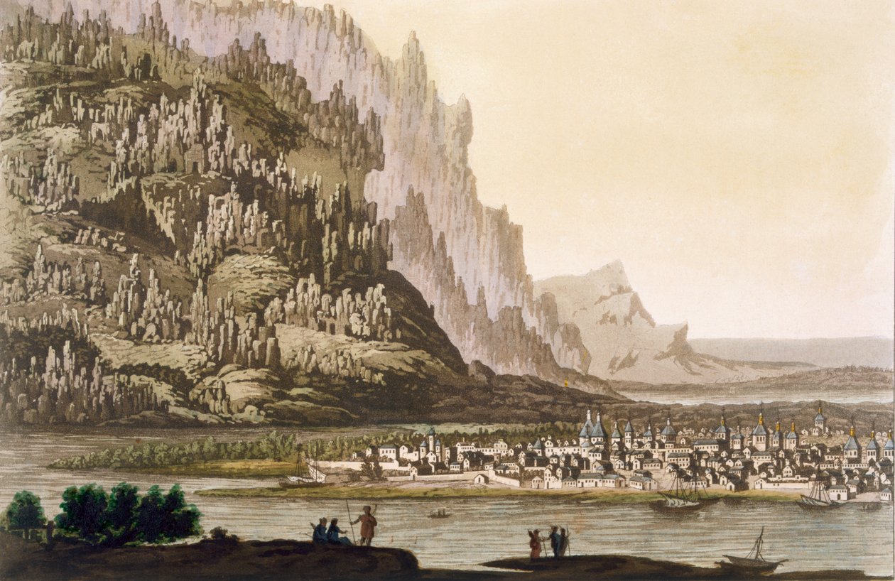 लीना नदी पर याकुतस्क शहर, पूर्वी साइबेरिया, c.1820s-30s द्वारा इतालवी स्कूल