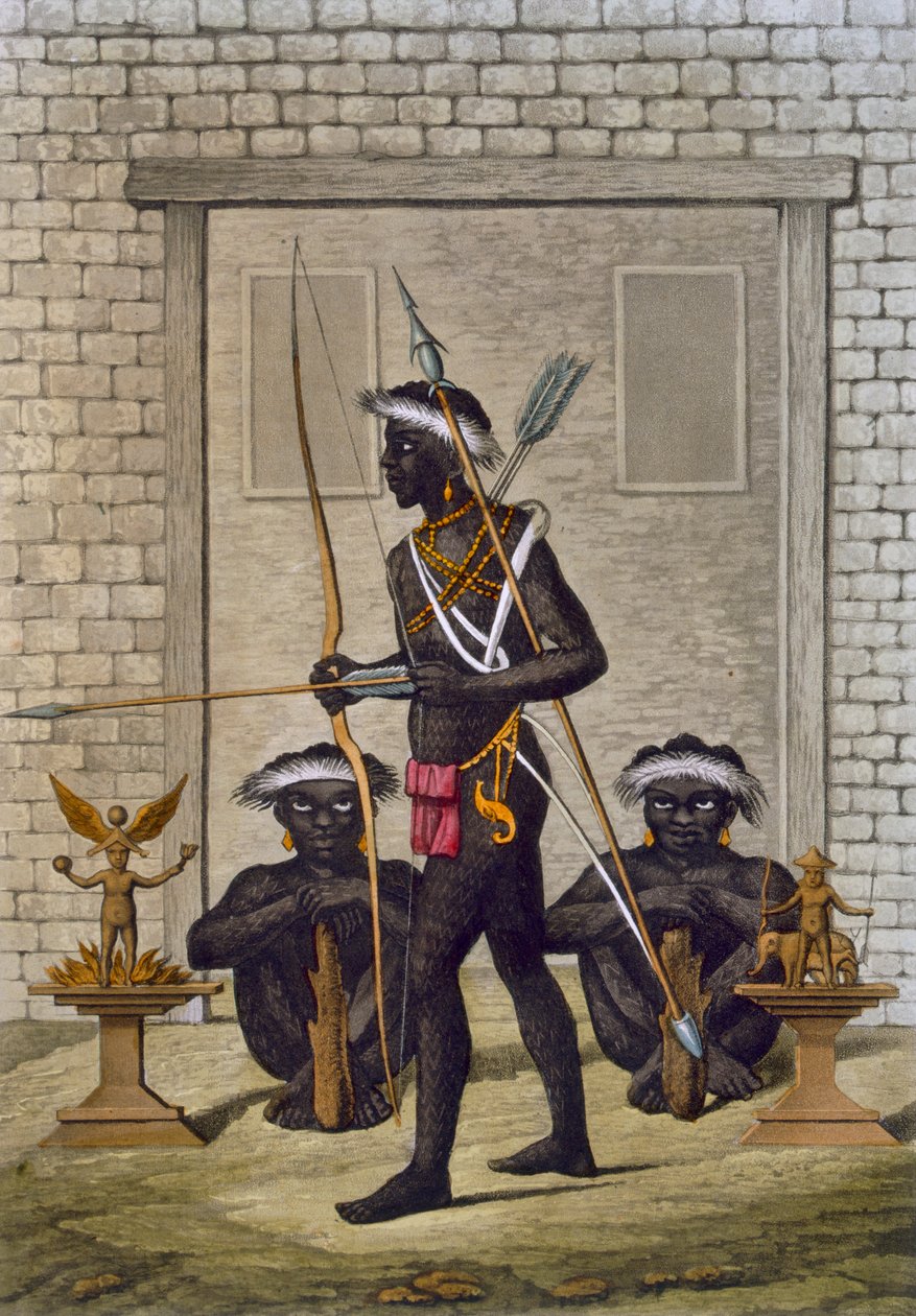 कांगो आदिवासी और बुत आंकड़े सबा या संप्रभु के महल की रक्षा करते हैं, c.1820s-30 द्वारा इतालवी स्कूल