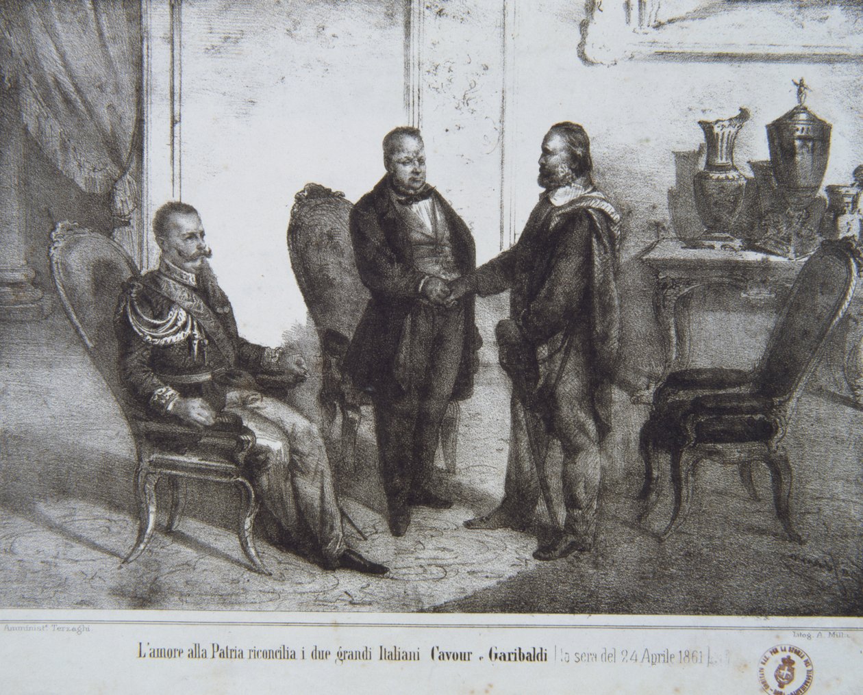 24 अप्रैल, 1861 को गैरीबाल्डी और कैवोर के बीच परिषद द्वारा इतालवी स्कूल