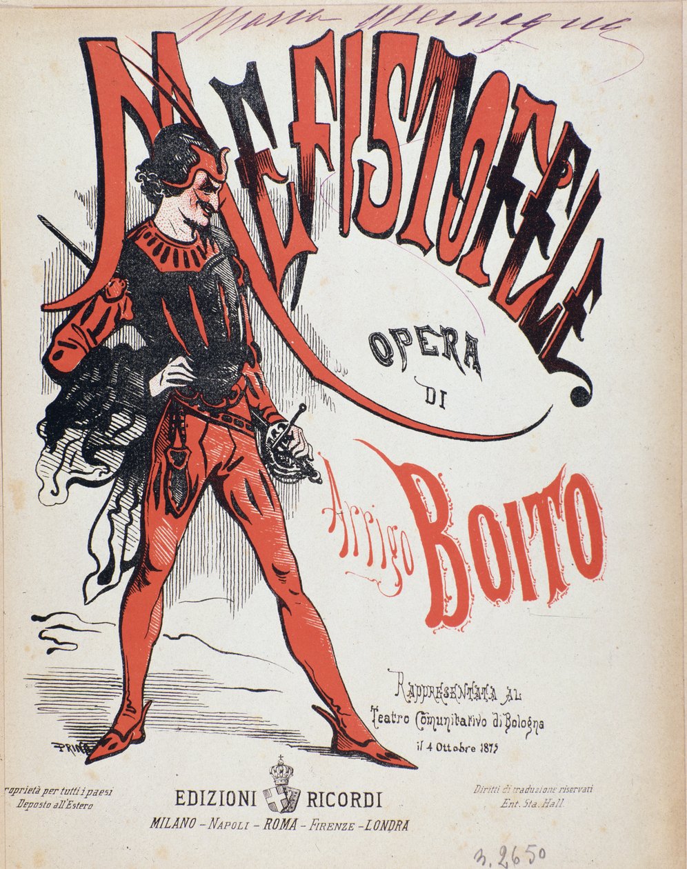 Arrigo (एनरिको) Boito द्वारा Mefistofele ओपेरा के संगीत स्कोर का कवर द्वारा इतालवी स्कूल