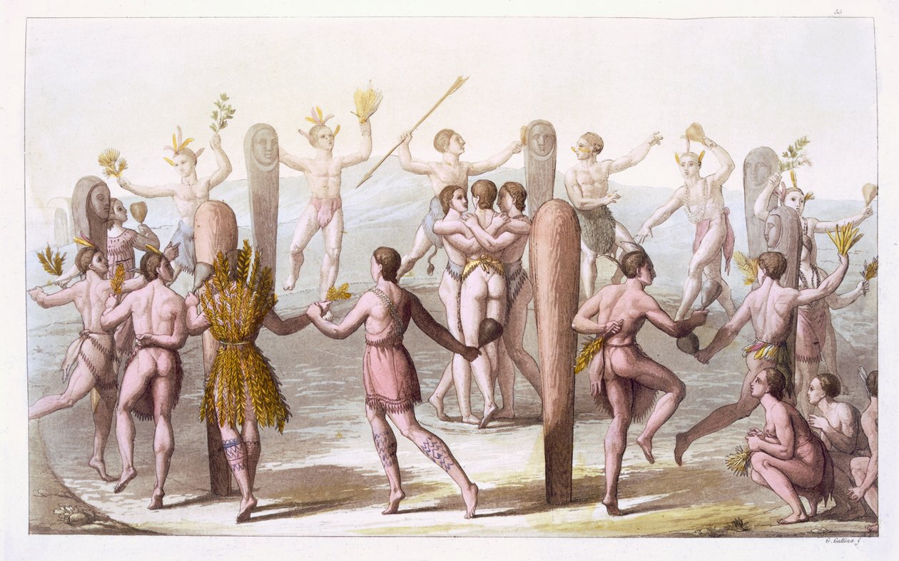 वर्जीनिया के मूल निवासियों के नृत्य, c.1820 द्वारा इतालवी स्कूल