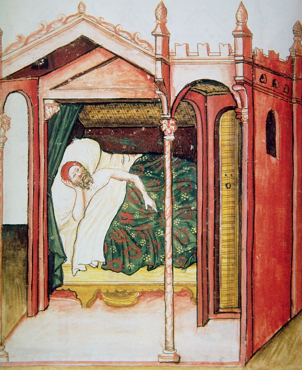 Fol.101r इनसोम्नियाक, टैकुइनम सैंटियाटिस कोडेक्स विंडोबोनेंसिस से चित्रण द्वारा इतालवी स्कूल