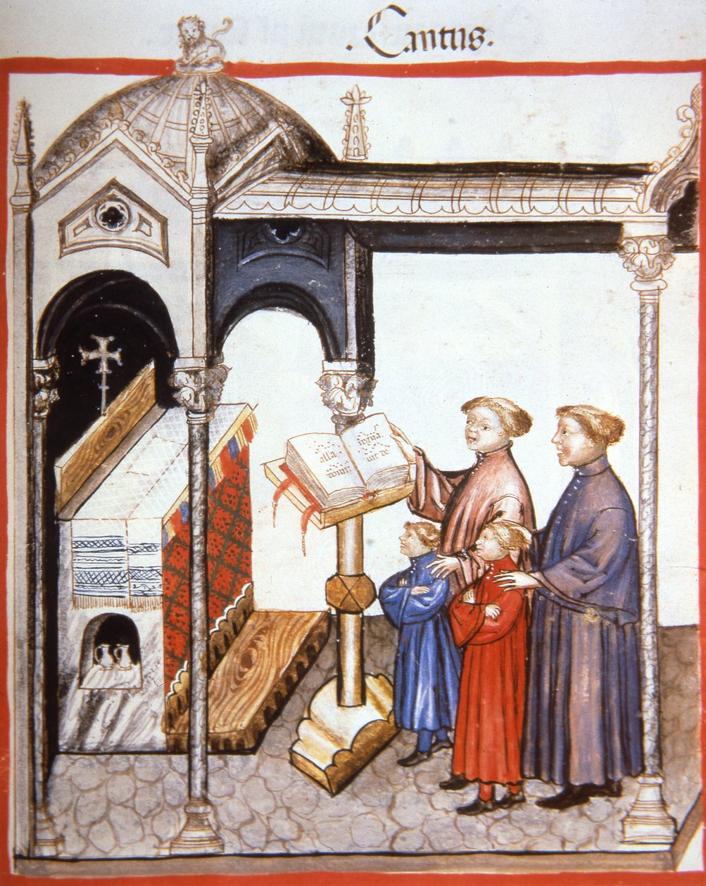 Fol.103r गायन, Tacuinum Santiatis कोडेक्स Vindobonensis से चित्रण द्वारा इतालवी स्कूल