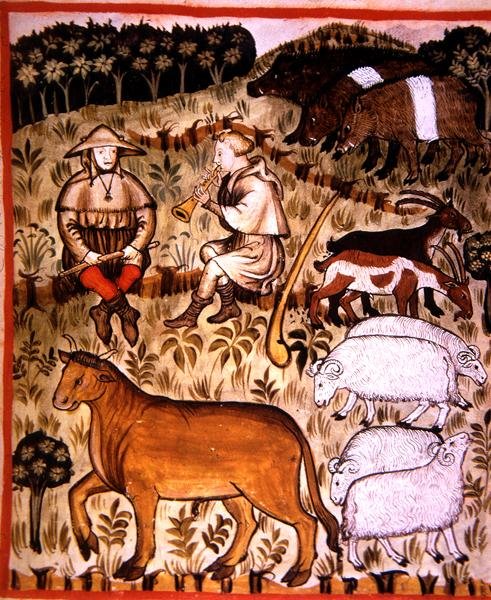 Fol.71r कास्टेड एनिमल्स, 'टैकुइनम सैंटियाटिस कोडेक्स विंडोबोनेंसिस' (वेल्लम) से चित्रण द्वारा इतालवी स्कूल