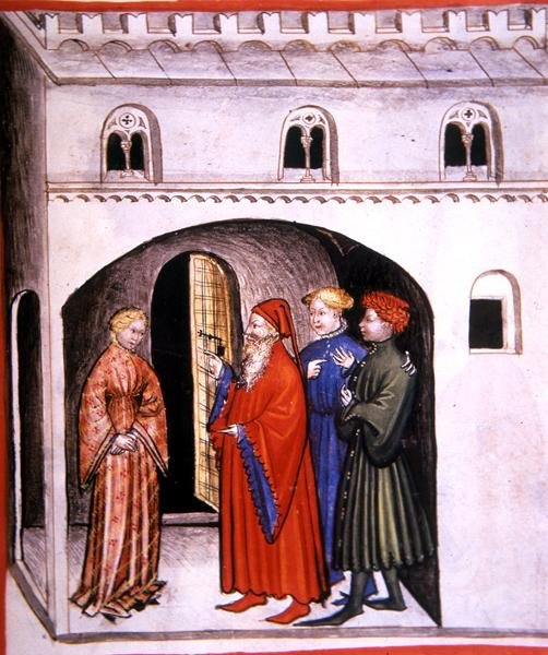 Fol.98r ब्लशिंग, 'टैकुइनम सैंटियाटिस कोडेक्स विंडोबोनेंसिस' (वेल्लम) से चित्रण द्वारा इतालवी स्कूल