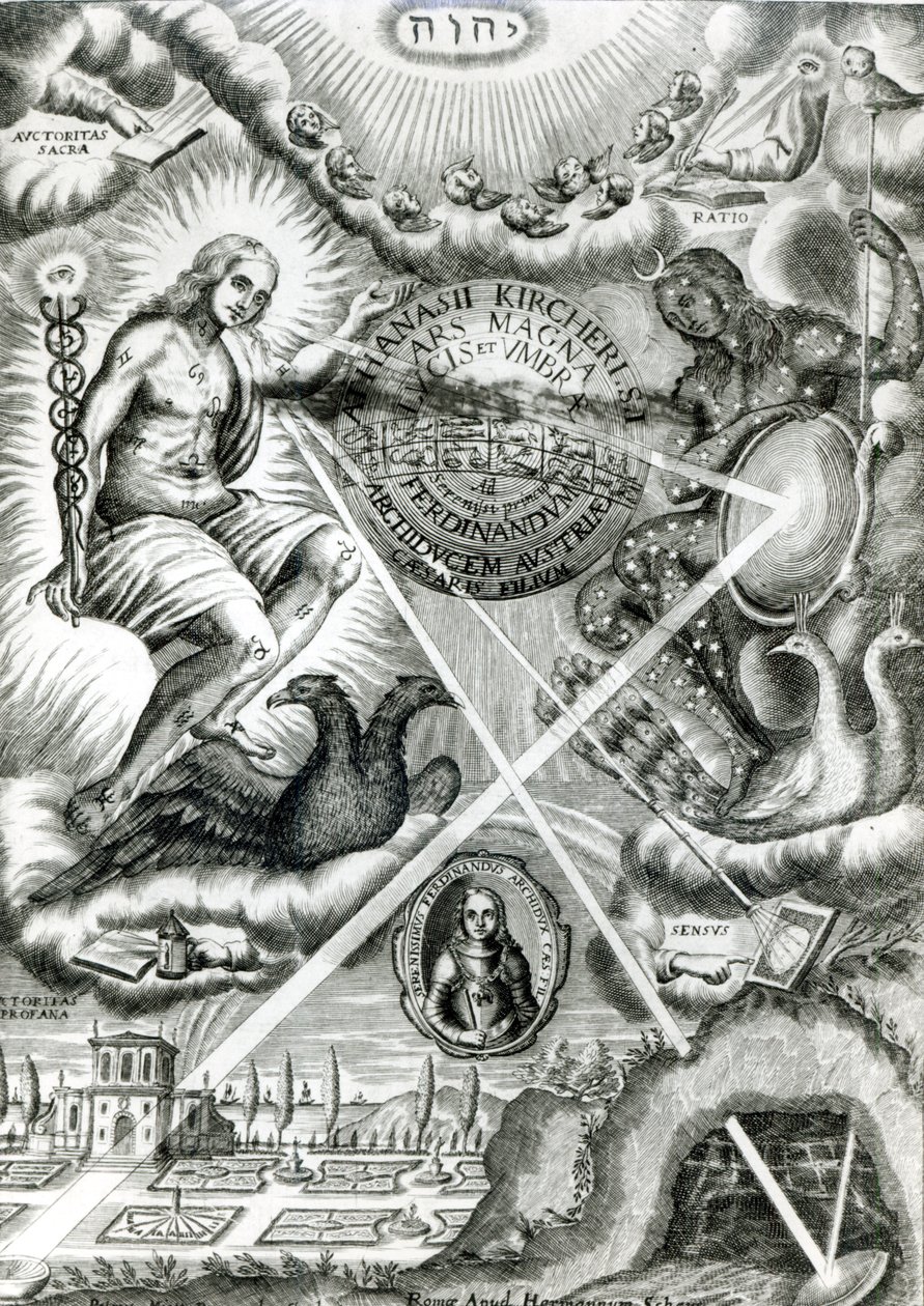 प्रकाश और छाया की महान कला frontispiece, Athanasius Kircher (1601-1680), रोम, 1646 से द्वारा इतालवी स्कूल