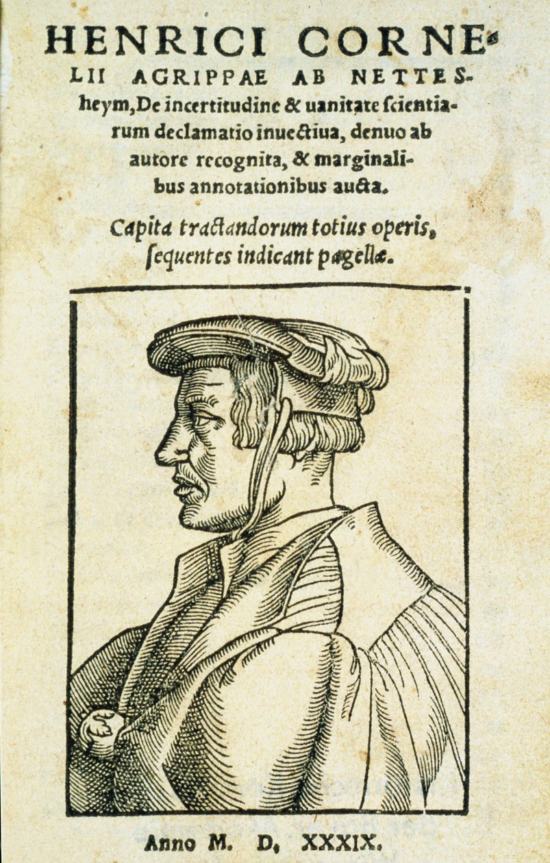 विज्ञान Incertitudine वक्ता Invectiva के घमंड की frontispiece, हेनरिक कॉर्नेलियस अग्रिप्पा, 1539 (प्रिंट और कागज पर उत्कीर्णन) द्वारा द्वारा इतालवी स्कूल