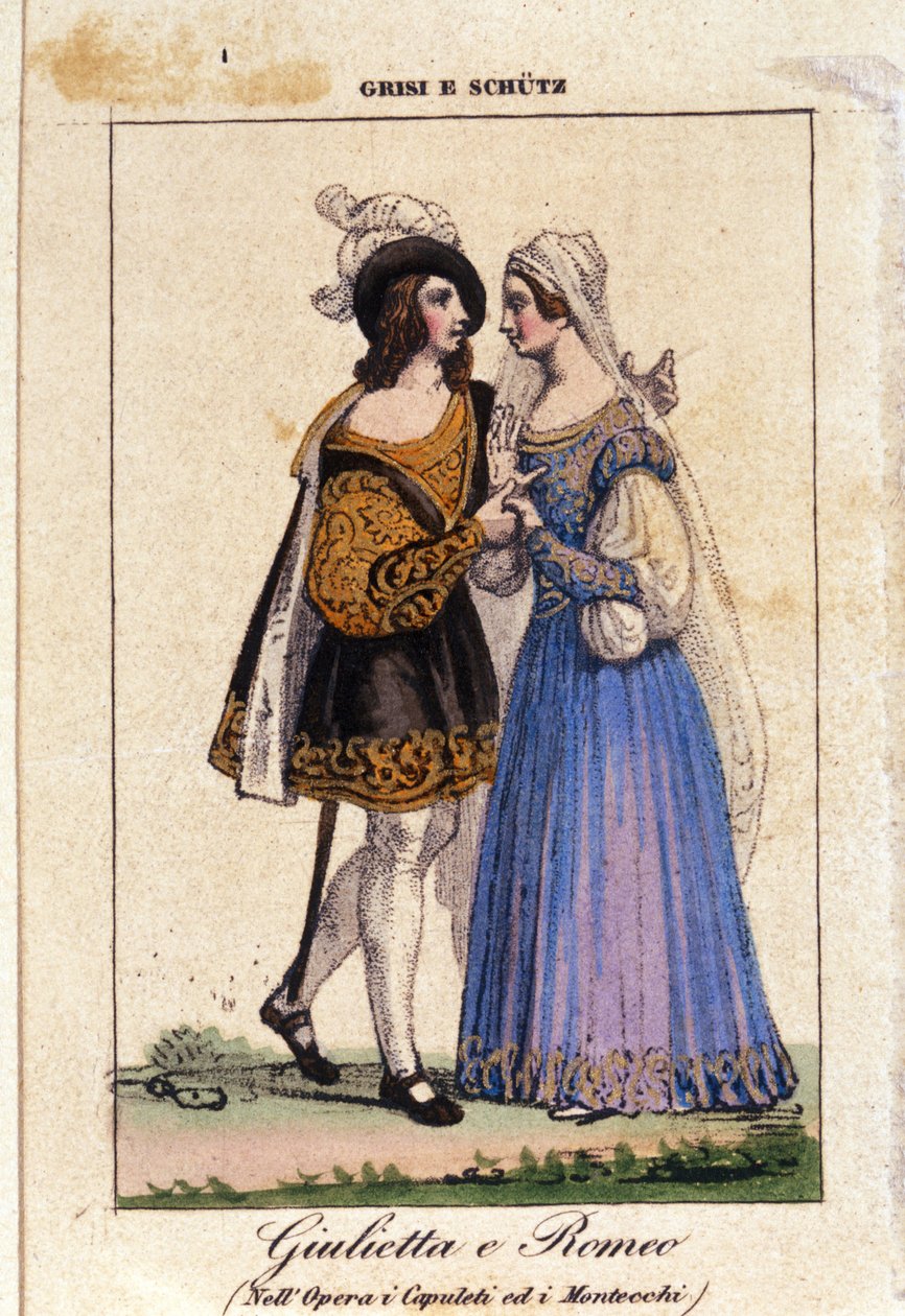 Giulia Grisi और Schutz रोमियो और जूलियट की व्याख्या "I Capuleti ei Montecchi" (लेस Capulet et les Montaigu) में द्वारा Vincenzo Bellini द्वारा इतालवी स्कूल