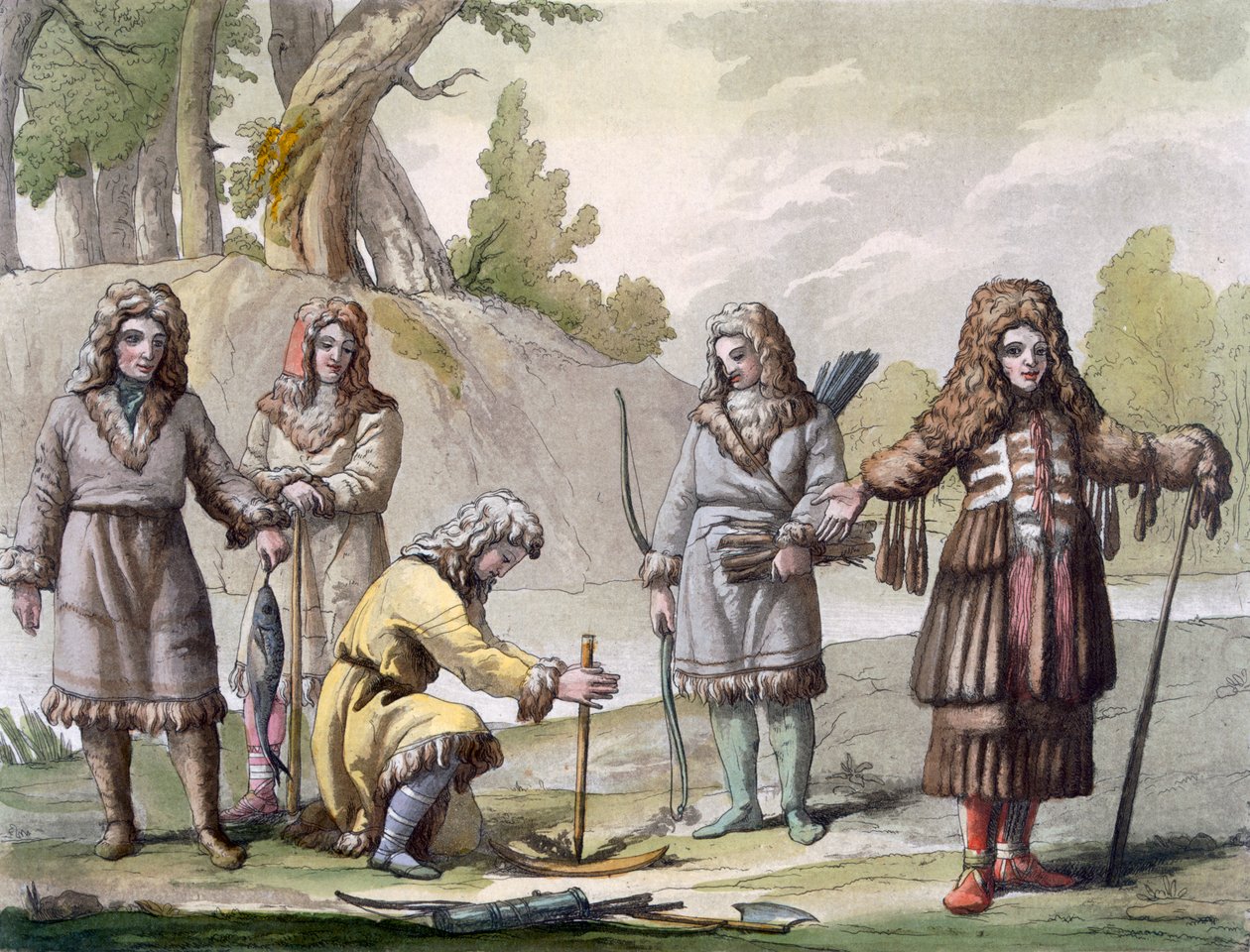 कामचटका के पुरुष, पूर्वी रूस, c.1820s-30s द्वारा इतालवी स्कूल
