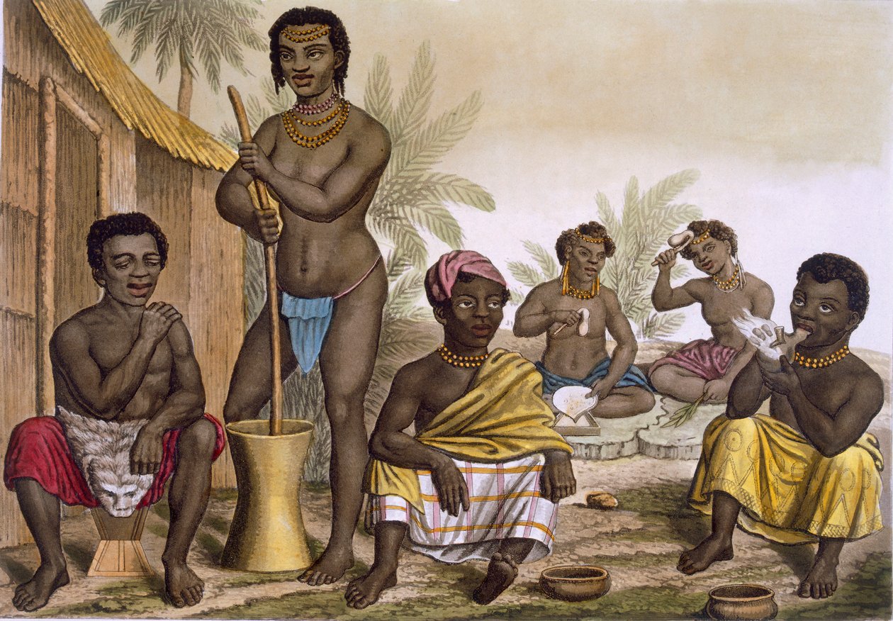 मुचिकोंगो जनजाति के मूल निवासी, लुआंडा के पास, कांगो, खंड II, c1820-30। द्वारा इतालवी स्कूल