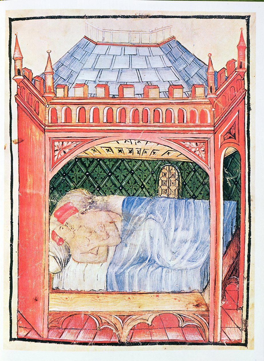 एक बिस्तर में Nouy ACQ लॉट 1673 fol.100 जोड़े, Tacuinum स्वस्थ, c.1390-1400 से द्वारा इतालवी स्कूल