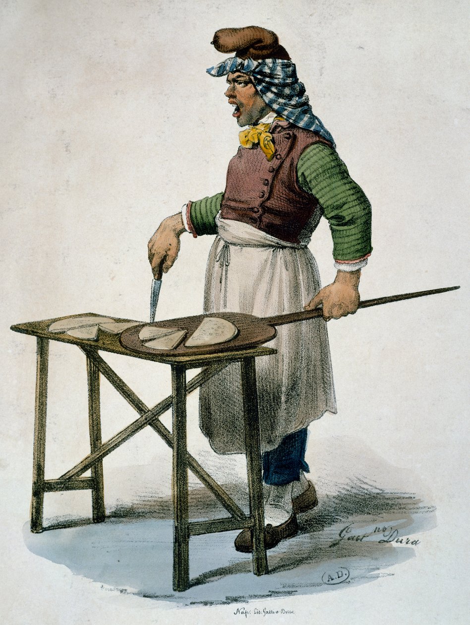 पिज़्ज़ा मेकर, सीए 1820, उत्कीर्णन, इटली द्वारा इतालवी स्कूल