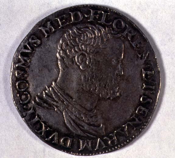 Cosimo I de' Medici का पोर्ट्रेट मेडल (1519-74) 1557-68 (रजत) द्वारा इतालवी स्कूल