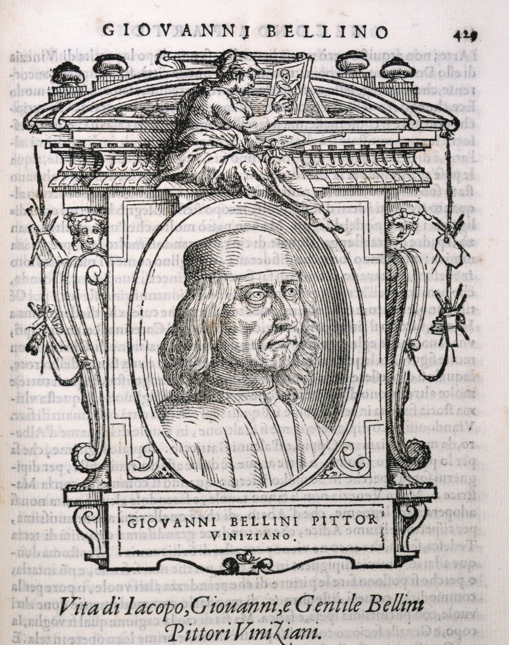 आर्टिस्ट के वासरिस लाइव्स से गियोवन्नी बेलिनी (c.1431-1516) का चित्र, पहली बार 1550 द्वारा इतालवी स्कूल