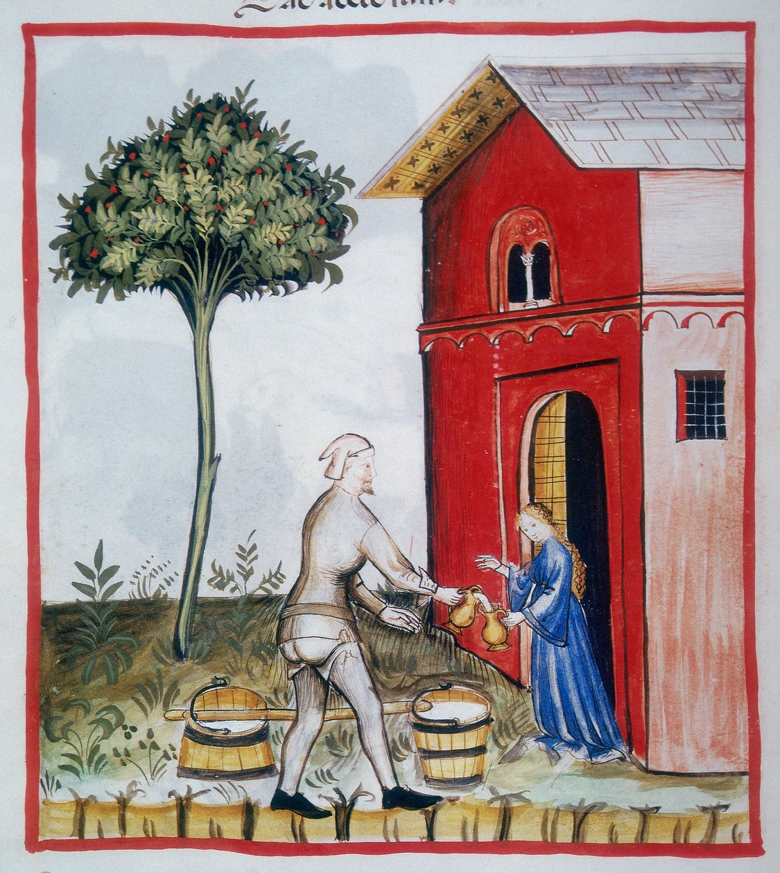 खट्टा दूध (c.59v), की बिक्री Tacuinum स्वस्थ, कोडेक्स 2644 श्रृंखला नोवा द्वारा इतालवी स्कूल