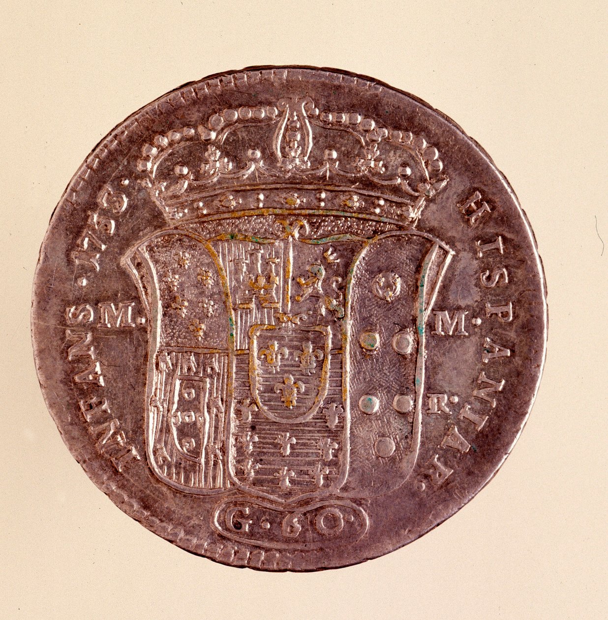 नेपल्स से सिल्वर पियास्ट्रा: स्पेन के कार्लो III का शासन (चार्ल्स III) (1716-1788)। 1750. दीम। 4 सेमी नेपल्स, म्यूजियो आर्कियोलॉजिको द्वारा इतालवी स्कूल