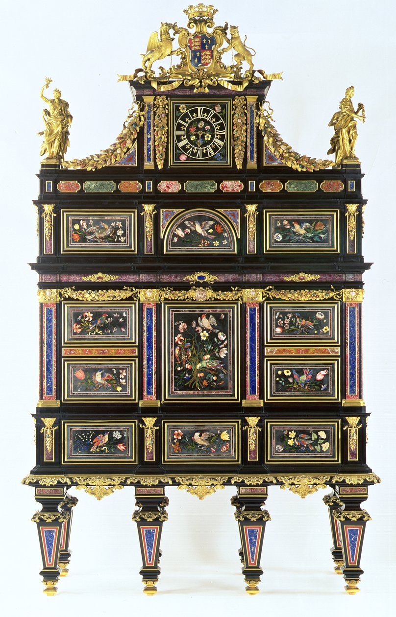 बैडमिंटन कैबिनेट, c.1720-32 (पिएत्रा ड्यूरा, आबनूस और ओरमोलु) द्वारा इतालवी स्कूल