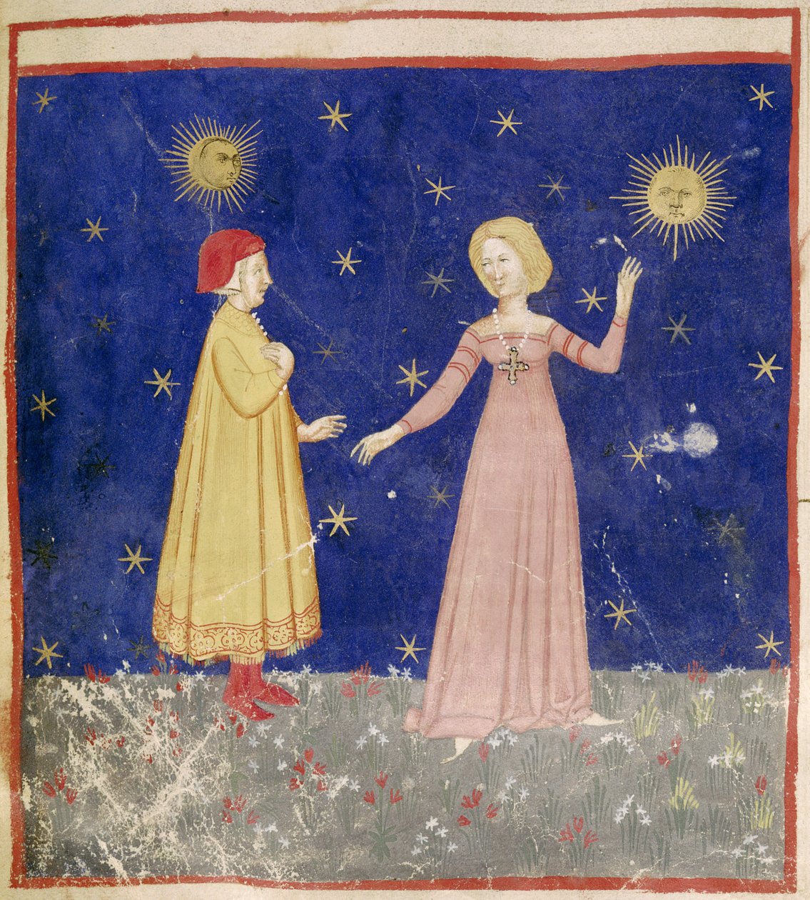 दांते की बैठक (1265-1321) और बीट्राइस द्वारा इतालवी स्कूल