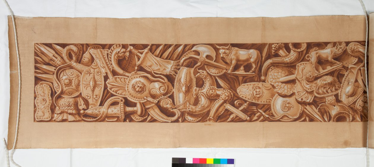 प्राचीन के बाद के तीन चित्र, c.1750 (काले चाक में बेहोश संकेत पर भूरे रंग के धुले में उगे ब्रश) द्वारा इतालवी स्कूल