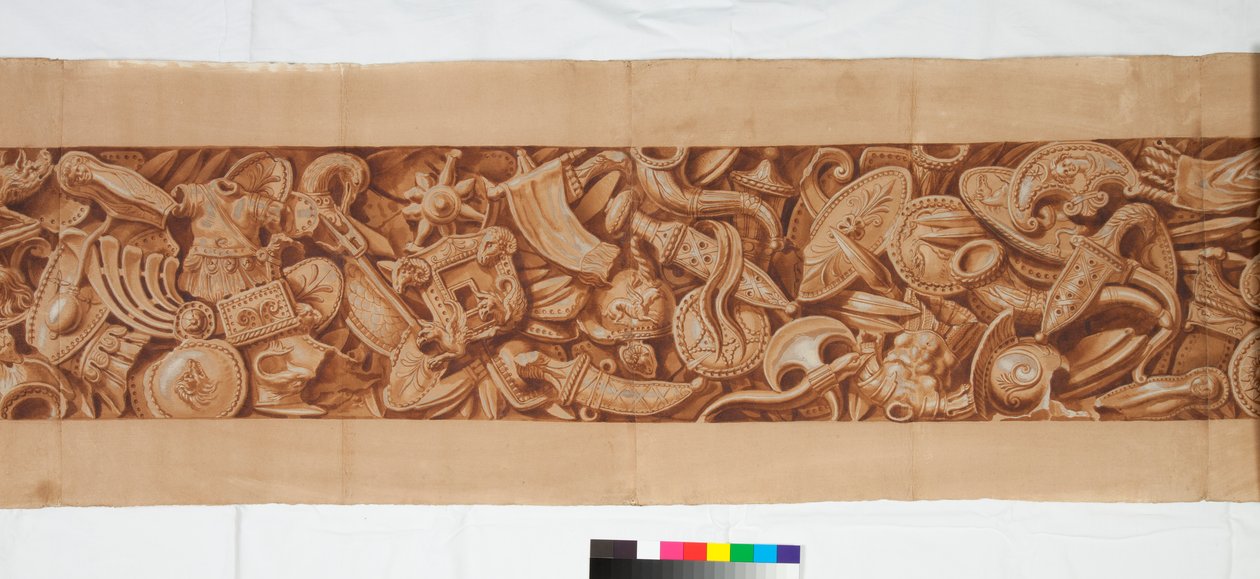 प्राचीन के बाद के तीन चित्र, c.1750 (काले चाक में बेहोश संकेत पर भूरे रंग के धुले में उगे ब्रश) द्वारा इतालवी स्कूल