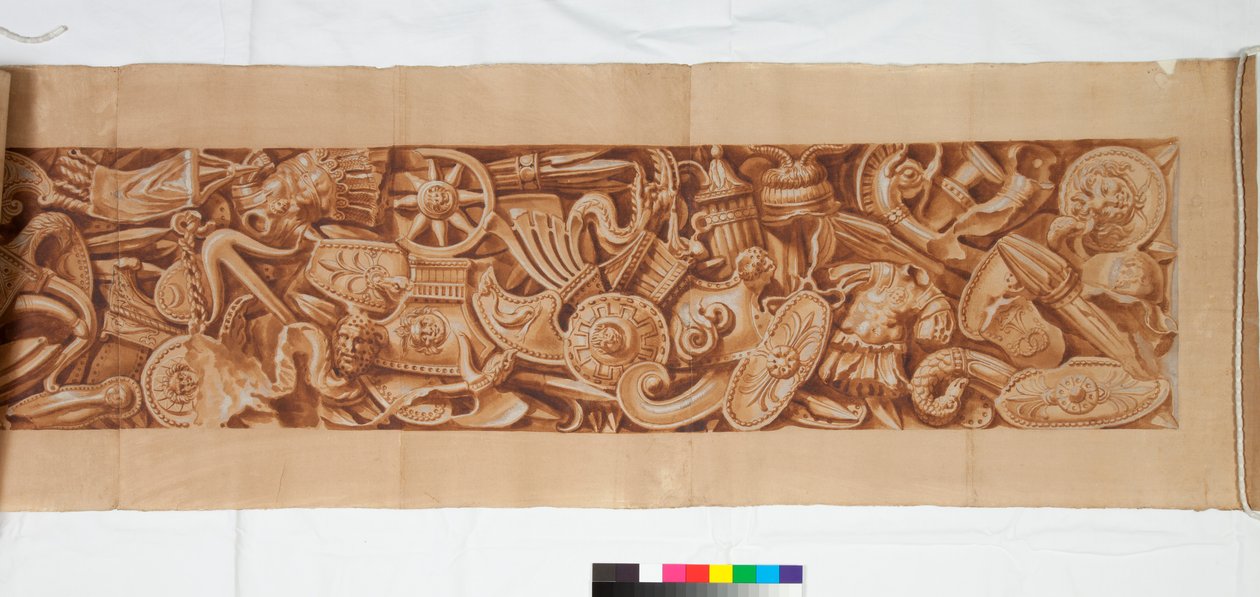 प्राचीन के बाद के तीन चित्र, c.1750 (काले चाक में बेहोश संकेत पर भूरे रंग के धुले में उगे ब्रश) द्वारा इतालवी स्कूल