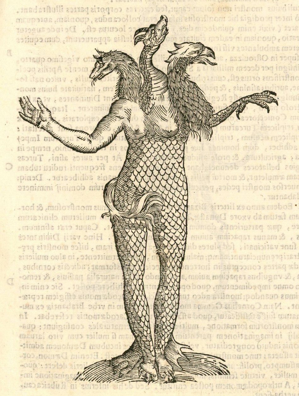 तीन सिरों वाले राक्षस लोमड़ी अजगर और दानव की kazakovae इतिहास 1642 से अक्विला का चित्रण द्वारा इतालवी स्कूल