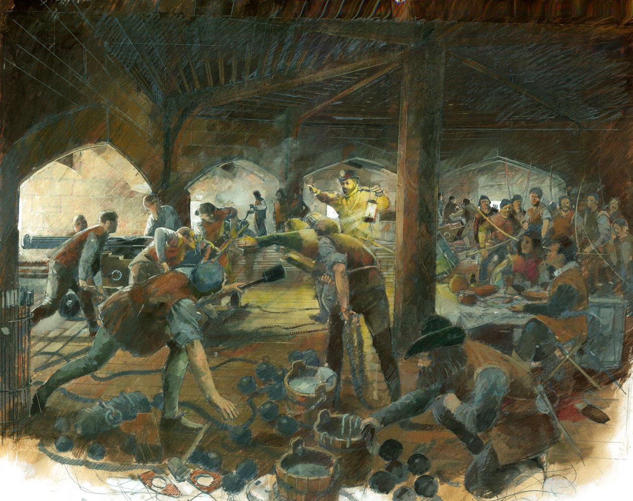 गन डेक, पेंडनिस कैसल, c1540s, c1970-2010 द्वारा इवान लैपर