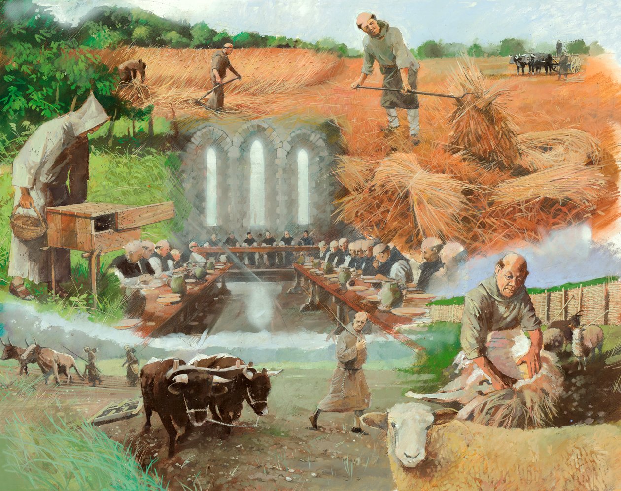 काम पर भिक्षु, c13 वीं सदी, c1990-2010 द्वारा इवान लैपर