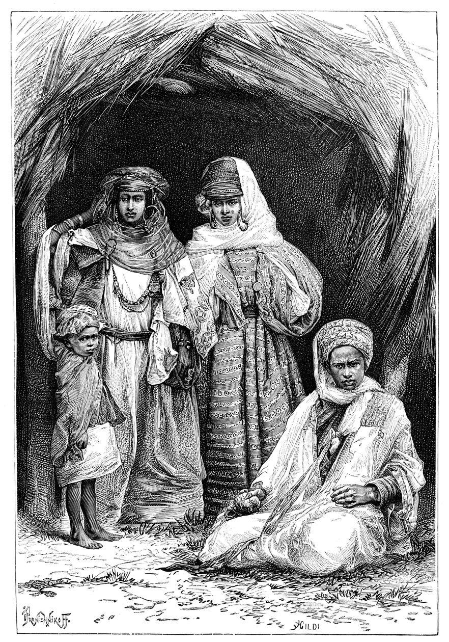 एक खुमिर पुरुष, महिला और बच्चा, उत्तरी अफ्रीका, 1895। द्वारा इवान प्राणिशनिकॉफ़