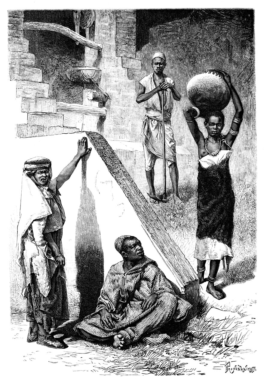सूडानी अरब और एक महिला शिलुक दास, सूडान, 1895। द्वारा इवान प्राणिशनिकॉफ़
