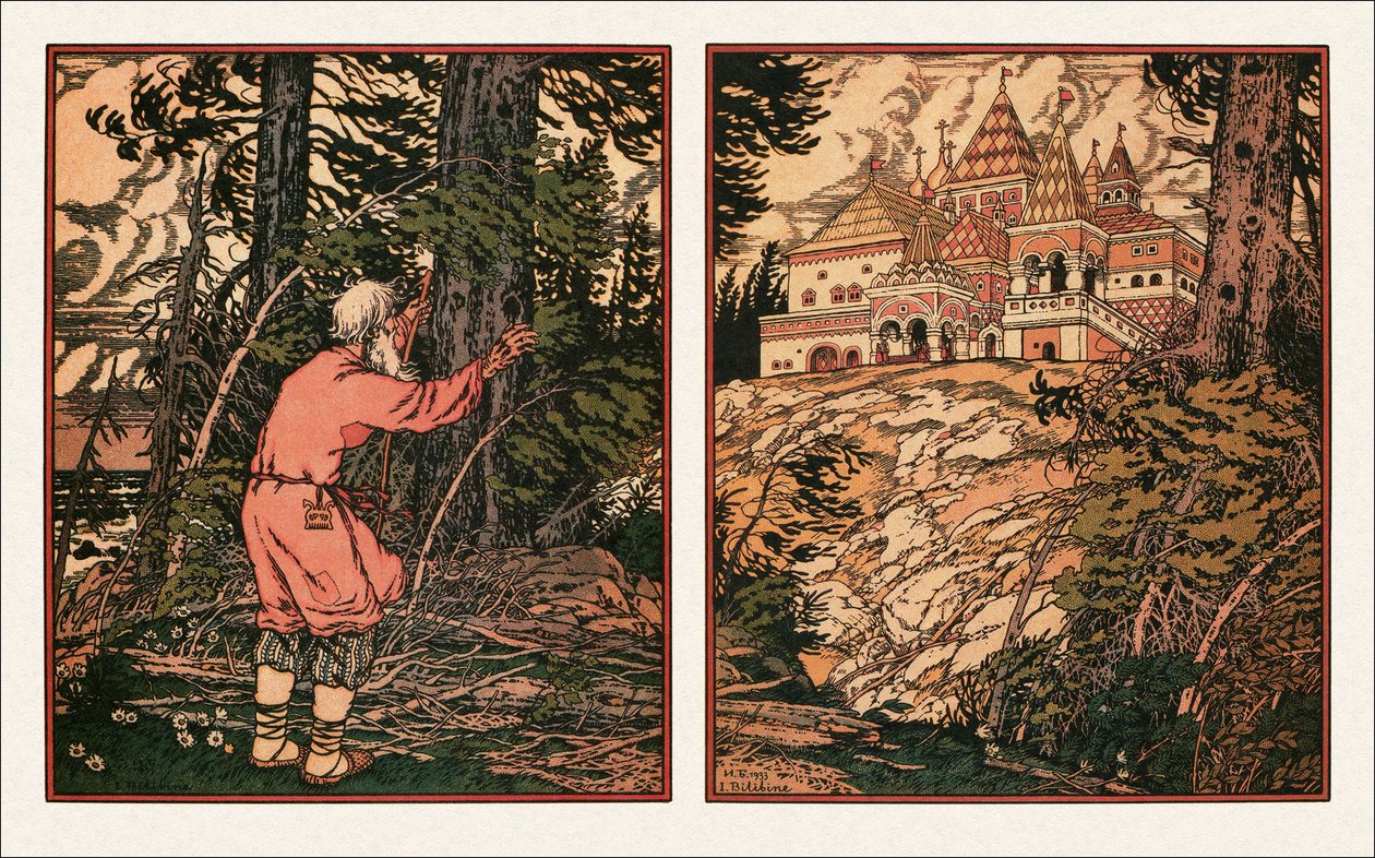 द फिश ऑफ़ द फिशरमैन एंड द फिश, 1933 द्वारा इवान याकोवलेविच बिलिबिन