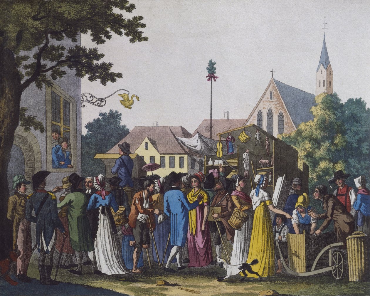 बाजार, 1810 (रंग उत्कीर्णन) द्वारा जेबी चमत्कार