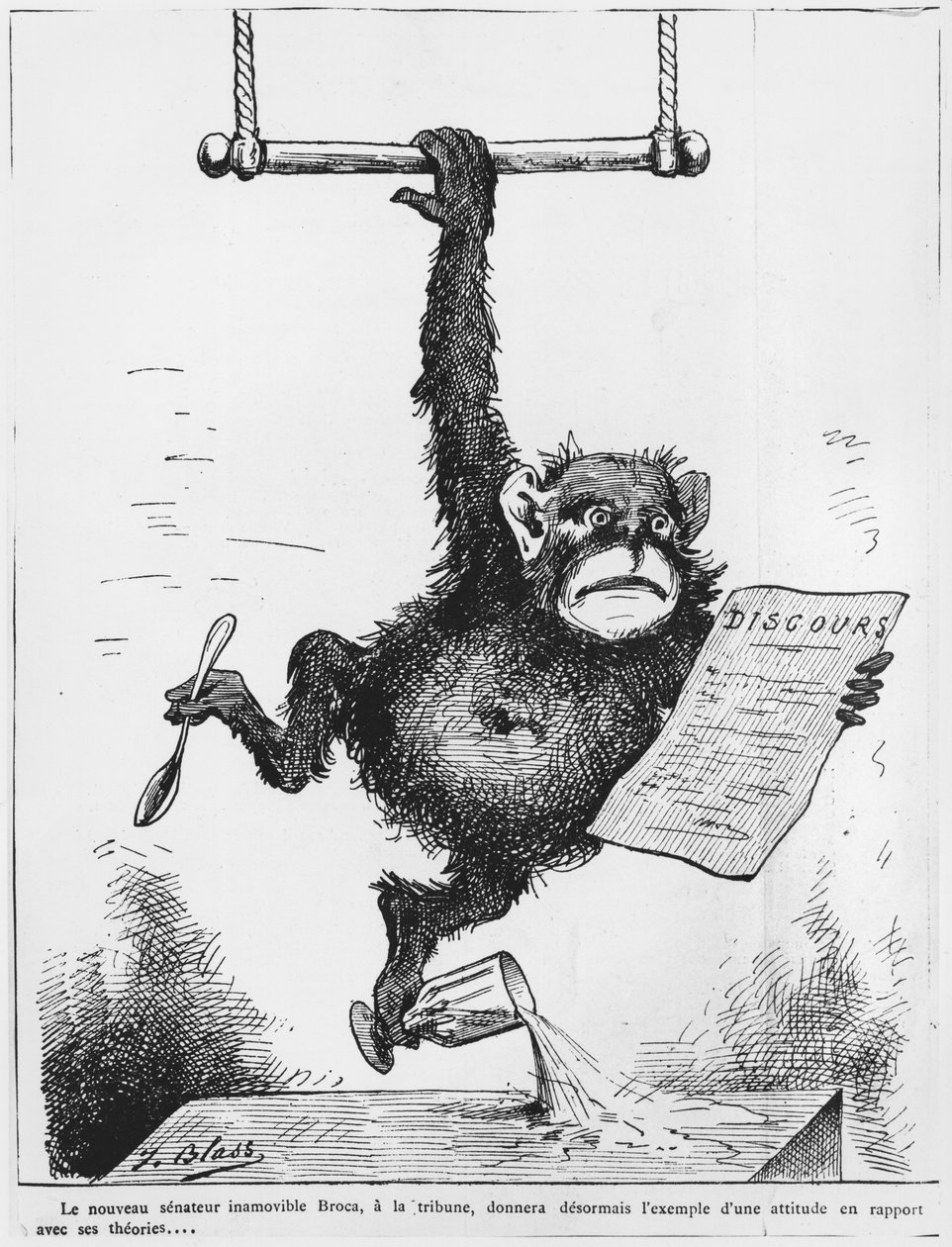 पॉल ब्रोका (1824-80) का कैरिकेचर &39;ले ट्रिब्यूलेट&39;, 1880 द्वारा जे पाले