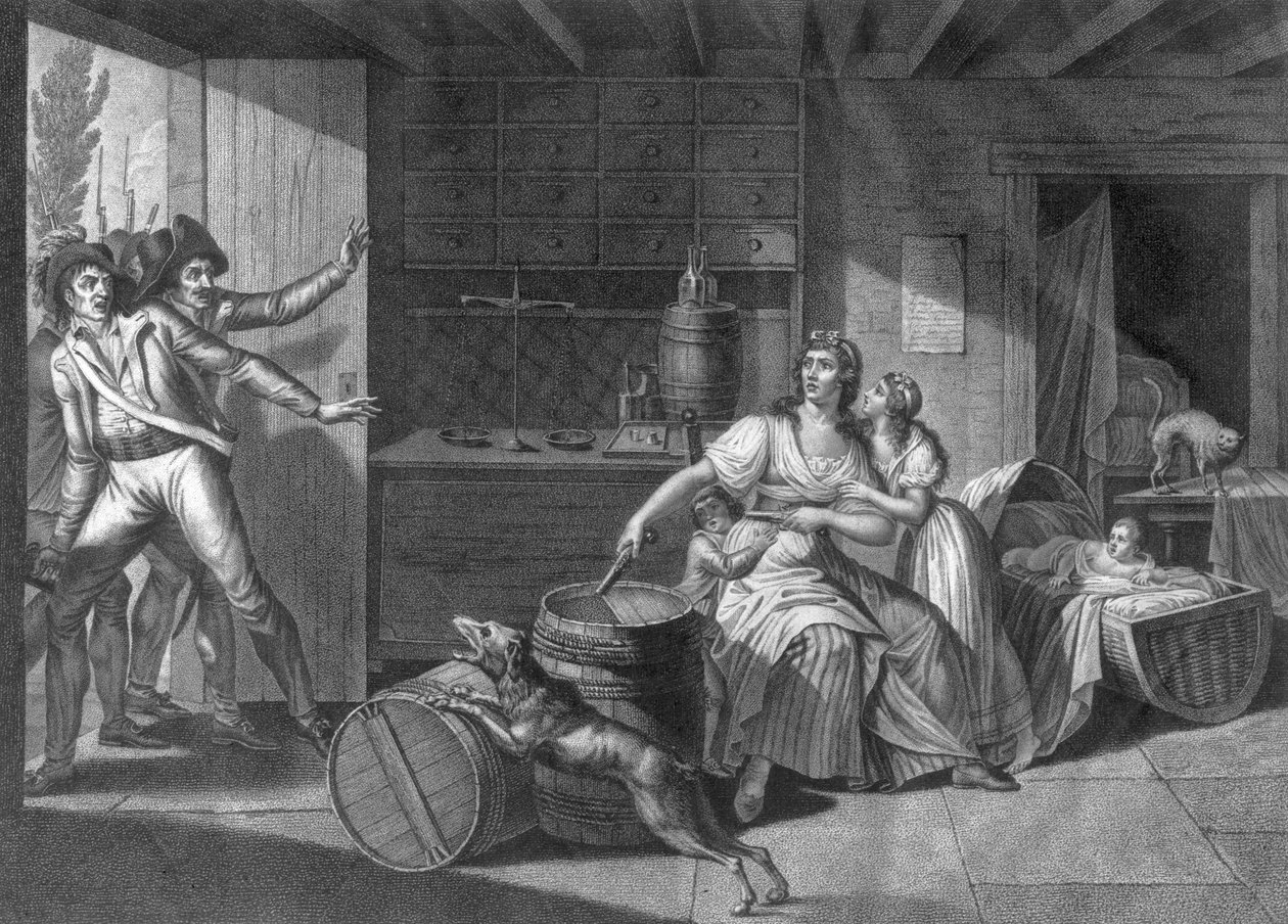 वेंडियन लुटेरों का सामना करने वाली एक महिला के वीर साहस के कार्य ने 1793 में संत-मिथियर का नियंत्रण हासिल कर लिया था द्वारा JF Cazenave