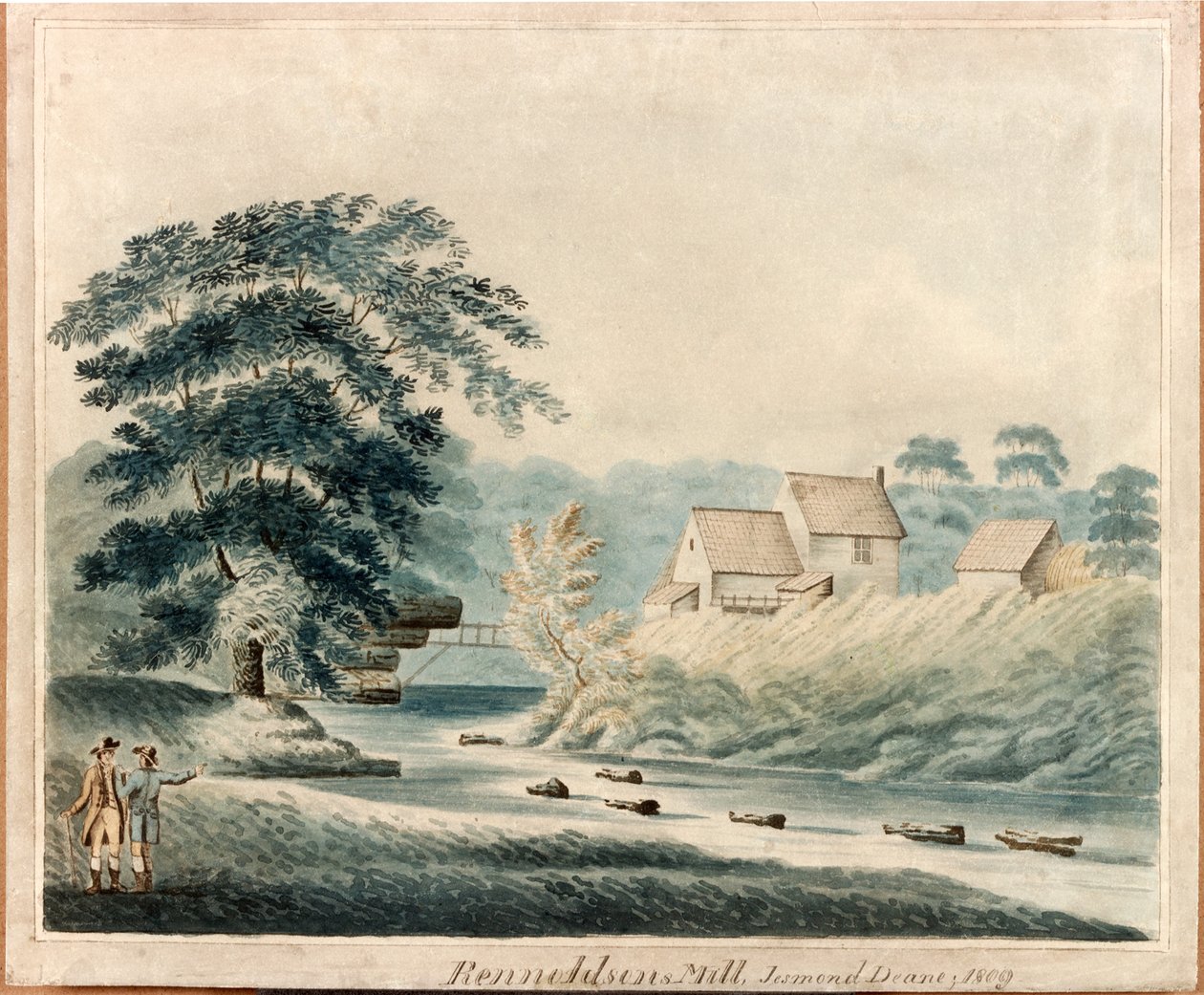 रेनॉल्डसन मिल, जेसमंड डेने, 1809 (कागज पर स्याही और wc) द्वारा जे। लिटिलफियर
