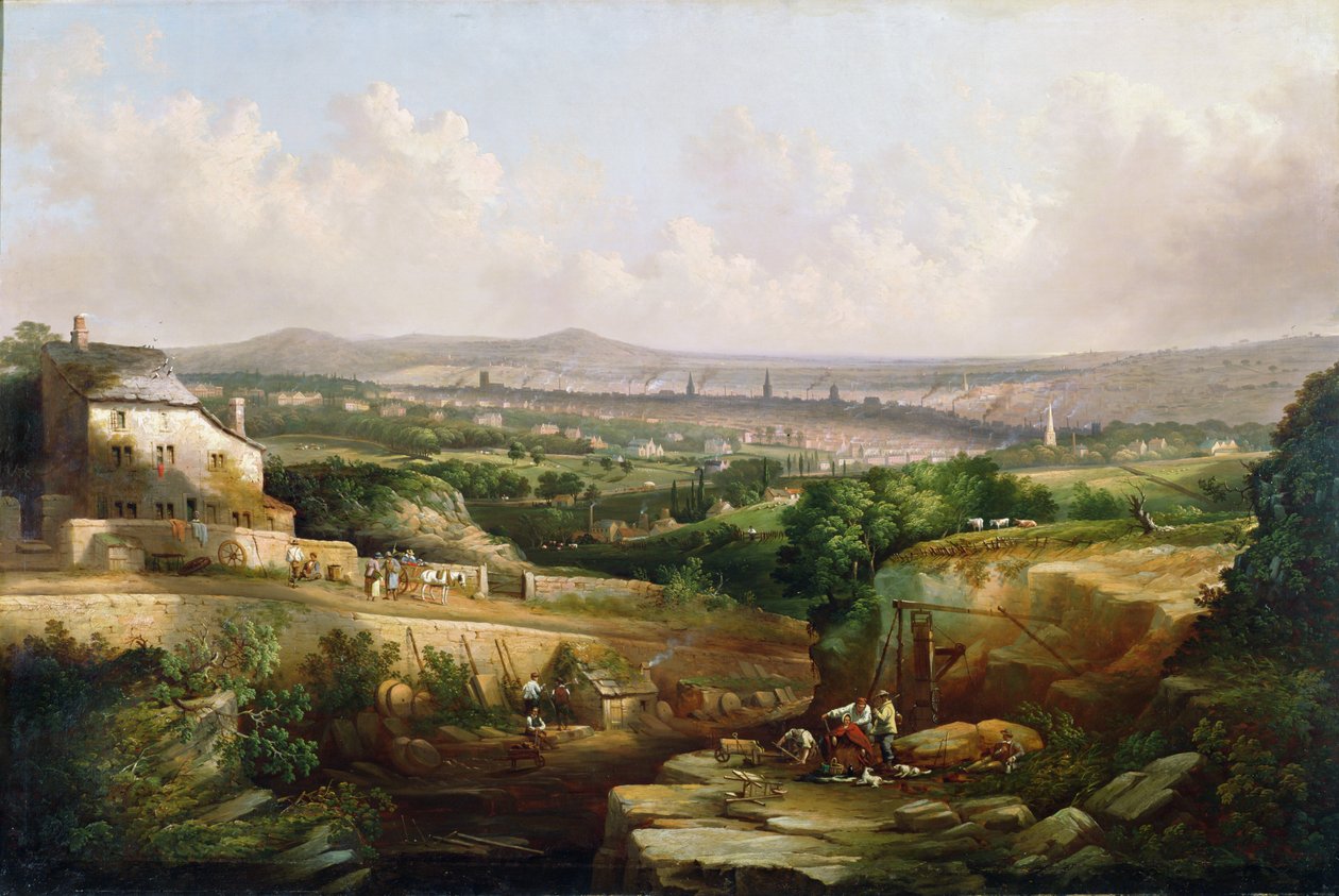 Psalter लेन से शेफ़ील्ड का एक दृश्य, c.1850 द्वारा जे। मैकइंटायर