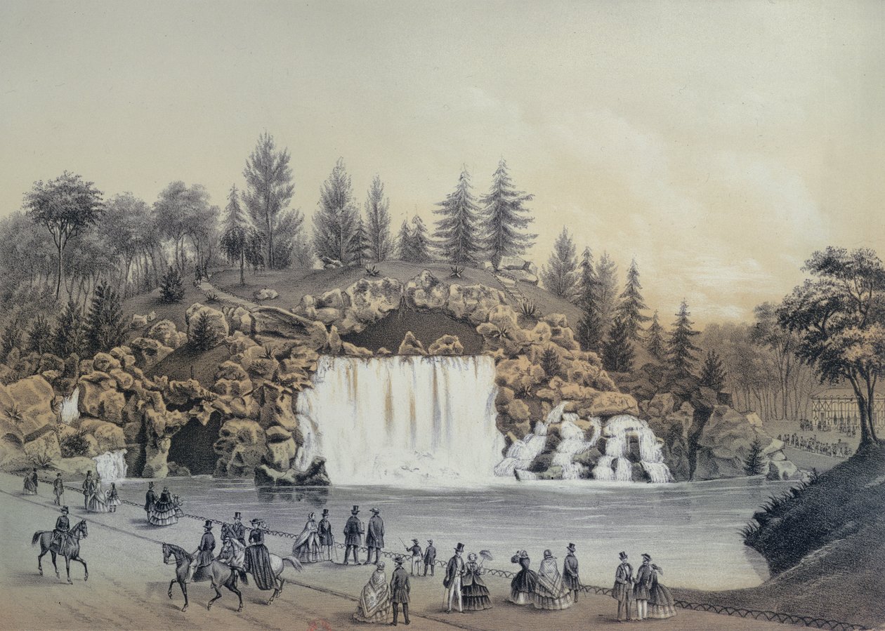 पेरिस में Bois de Boulogne में बिग कैस्केड, Caudrilier, 1860 द्वारा प्रकाशित द्वारा जे। वाल्टर
